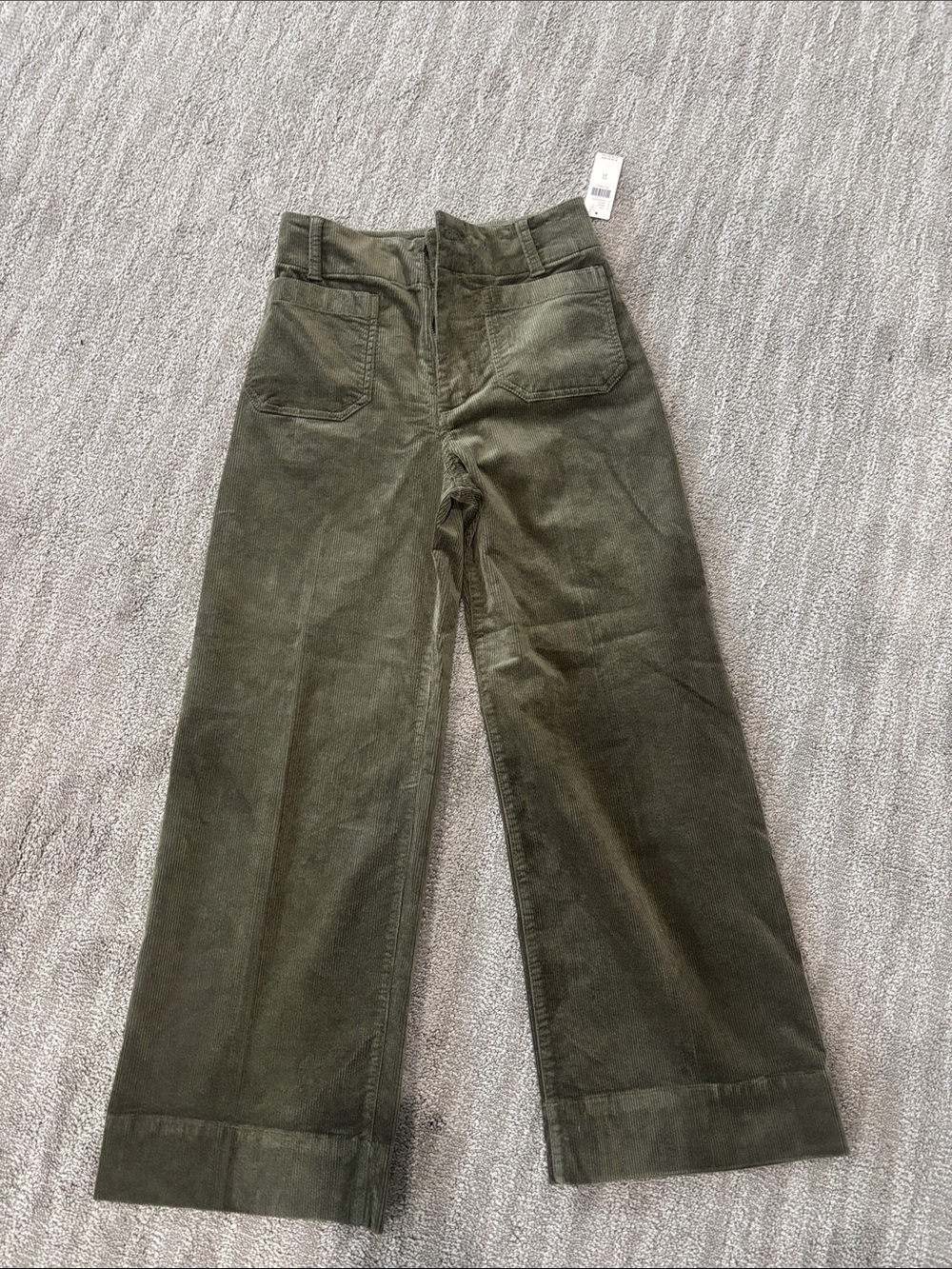 Olive Green Wide-Leg Corduroy Pants